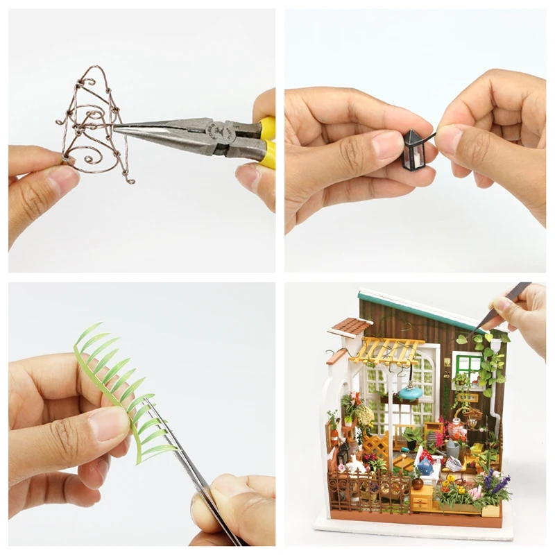 Robud дропшиппинг DIY Миниатюрные домики Миллер's садовые Деревянные Кукольный дом с мебель и свет Best подарки для девочек