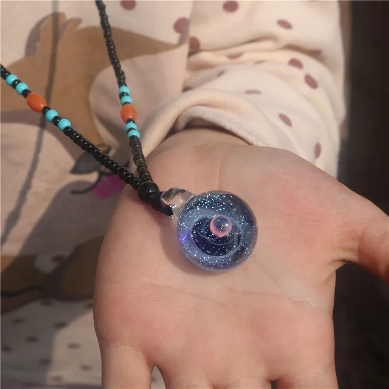Ожерелье Вселенная с одной планетой стеклянная галактика космическое стекло