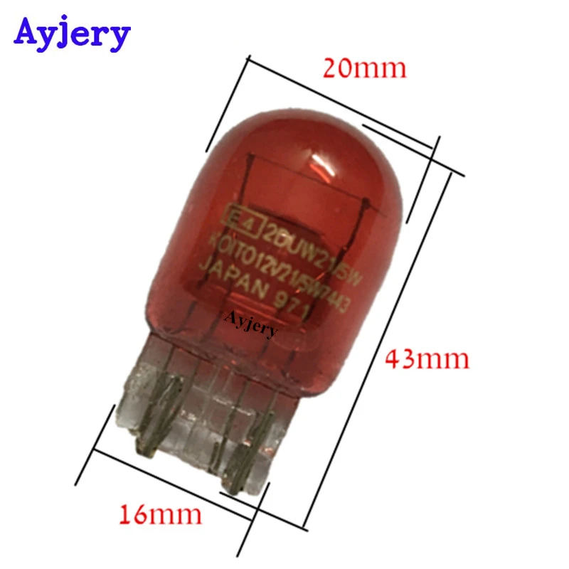AYJERY! 50X 7443 W21/5 Вт Стекло T20 лампы 12V 21/5W Автомобильные Световые индикаторы W16 * 3q