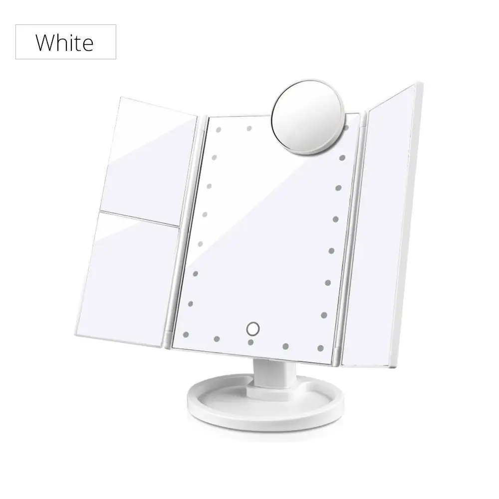 3 Folding White Set 1X 10X Макияж Зеркало сенсорный экран светодиодный макияж свет туалетный столик зеркала Регулируемый Настольный туалетный свет для косметической красоты - Испускаемый цвет: 3 Folding White Set