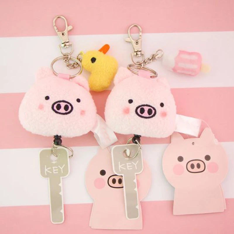 1 шт. Kawaii свинья плюшевый брелок мультфильм животное свинья плюшевая кукла плюшевая игрушка плюшевый выдвижной брелок