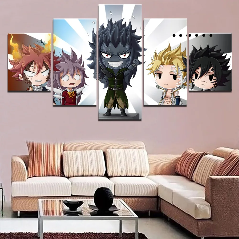 Arte de pared HD impresiones decoración del hogar 5 piezas pintura lienzo cola hadas Imagenes animación Modular para sa | Дом и сад