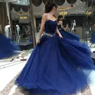 Темно-синее платье для выпускного вечера; Милое платье в пол без рукавов; Великолепные пышные платья