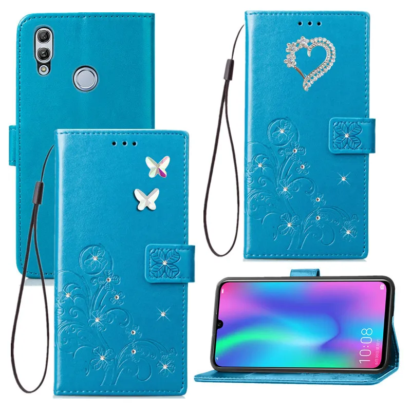 Кожаный чехол бумажник с бабочкой для Huawei honor 8C 8X 9X 10i телефона Y9 Prime 2019 P Smart Z 20 10 lite