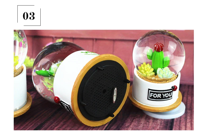 Креативный студенческий подарок с светильник Снежинка музыкальная шкатулка в виде хрустального шара ремесла зеленый суккулент вращающийся водный шар музыкальная шкатулка украшения