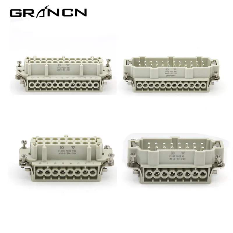 Grancn со сверхмощными разъемами HDC HE 024 1 M/F 24pin 16a500v водонепроницаемые тяжелых промышленных прямоугольный