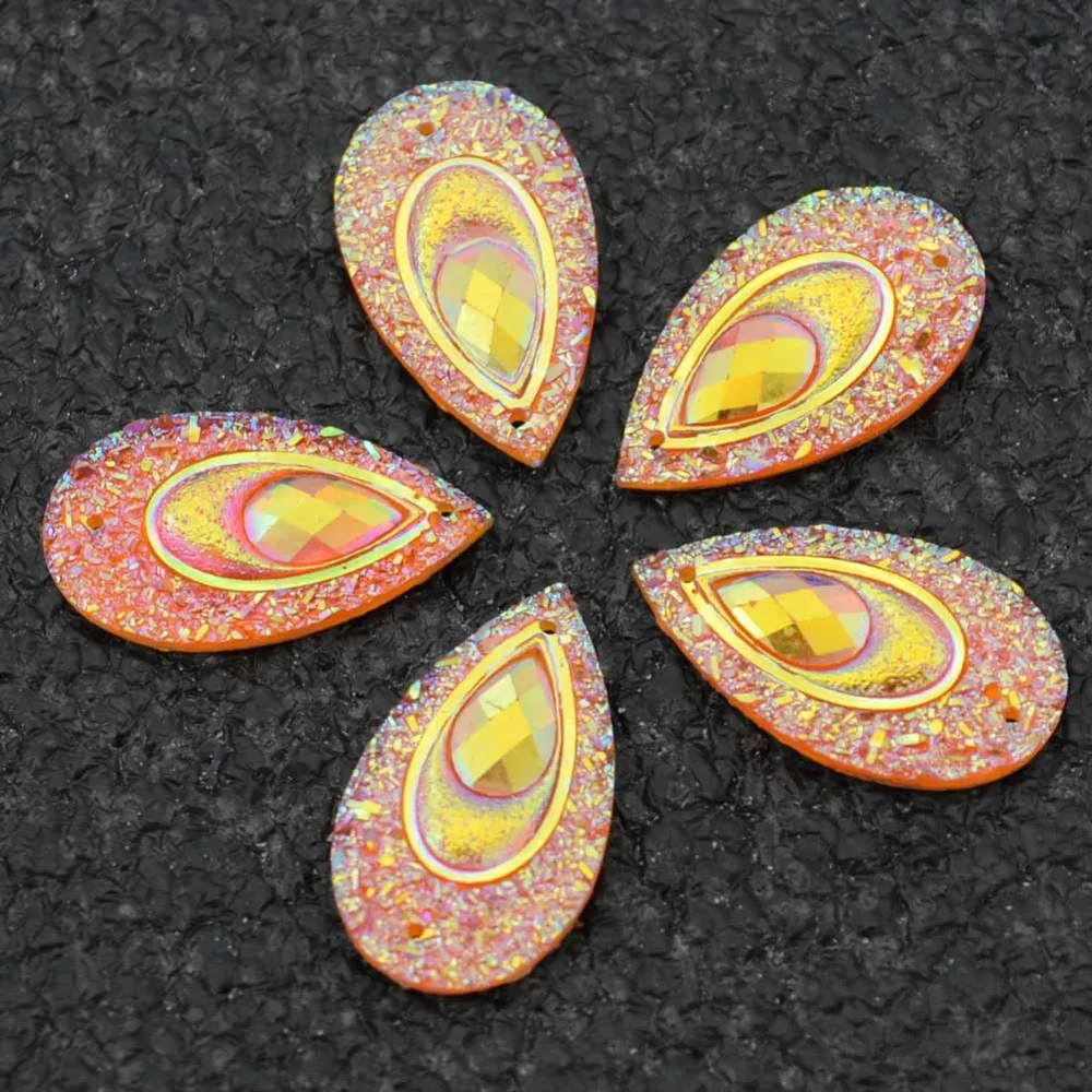 Boliao 20 Pcs 15*27 мм грушевидной формы AB смолы Аппликации/Craft/домашний тренировочный костюм для декора сумки 2-отверстие