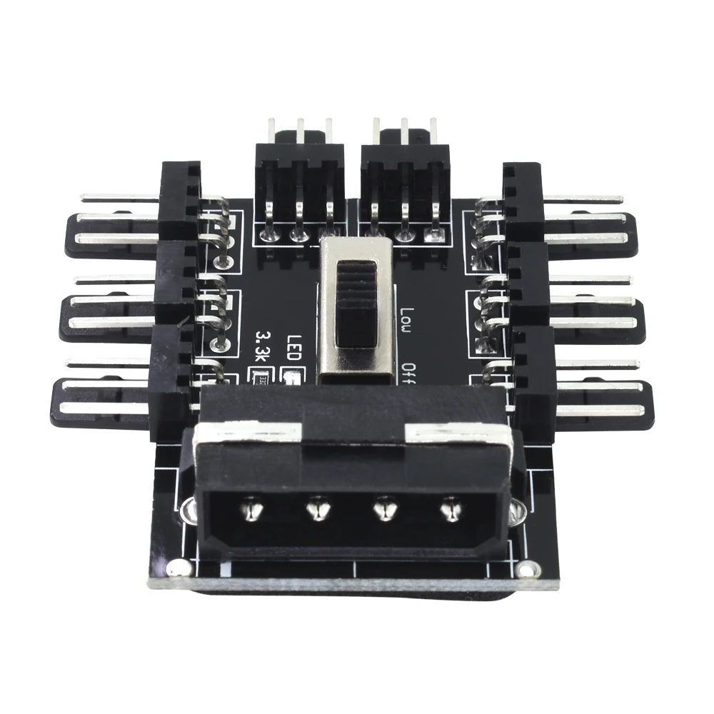 

Разветвитель для вентиляторов 1-8, 3 контакта, 12 В, компьютерный кабель, Pwm 4-контактный кулер Molex, контроллер скорости охлаждения, адаптер для м...