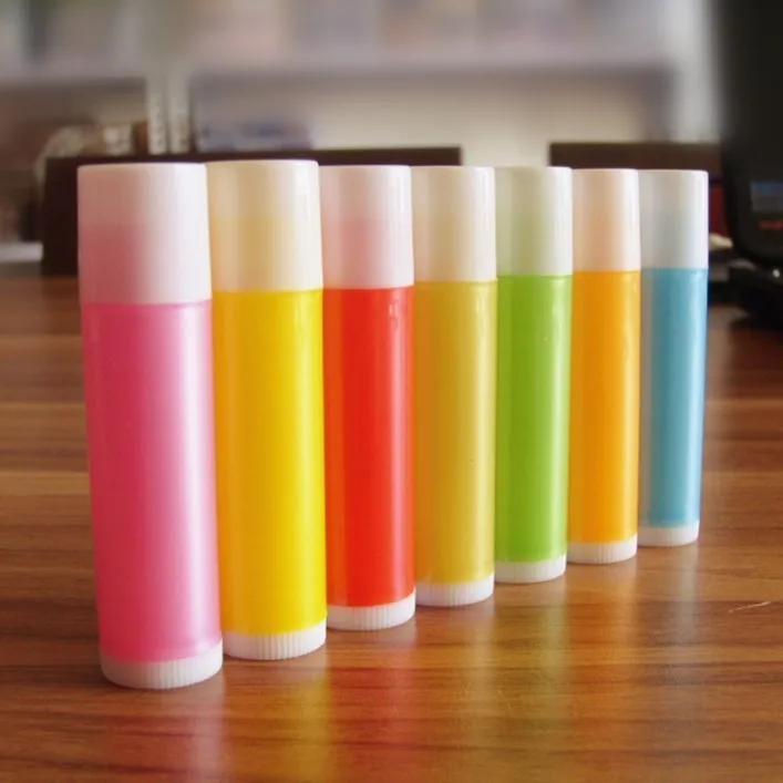 DHL Free 300pcs/lot 5g Candy Coloful Lipstic Lip Balm Tube Empty High Quality Plastic Lipstick Tube Lipstick Gloss Container