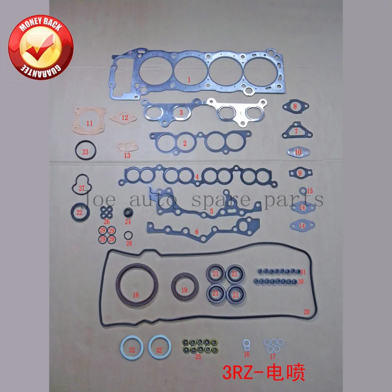 

3RZ 3RZFE Engine Full gasket set kit for Toyota HIACE/DYNA/LAND CRUISER/COASTER/4Runner 2.7L 2694CC 1994-2006 50137000 430574P