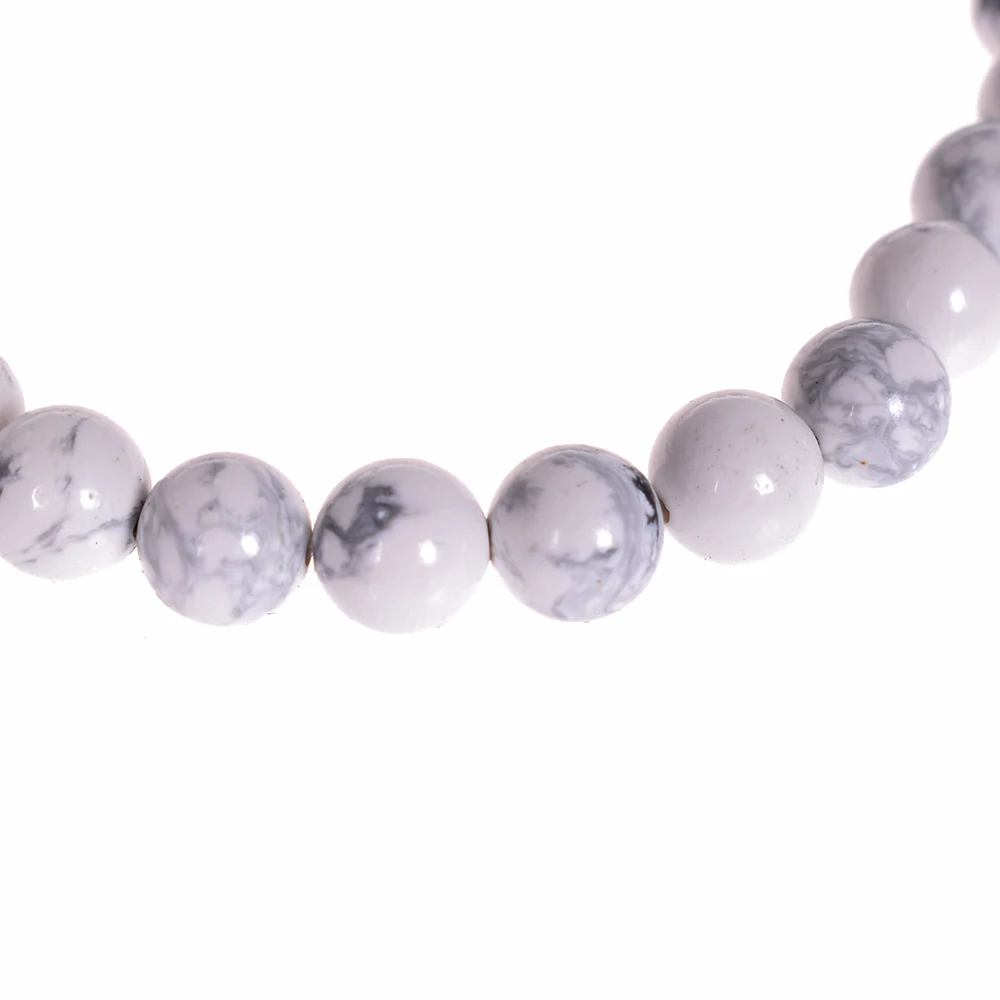 

Natural 8mm Gorgeous Howlite Healing Crystal Stretch Beaded Bracelet Unisex Elastic Friendship Bracelet Beach Jewelry