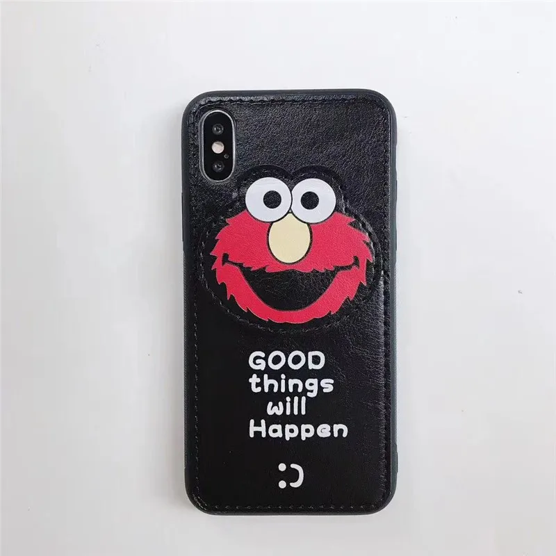 3D мультфильм милый Улица Сезам флип+ чехол для карт iPhone X Xr Xs MAX 7 8 6 6s plus чувствовать себя супер сильный кожаный чехол