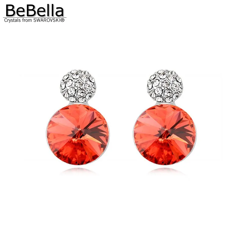 BeBella круглые серьги гвоздики с кристаллами Swarovski вечерние ювелирные изделия для