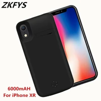 zkfys 6000mah power bank cover for iphone xr battery case soft tpu silicon shockproof phone charger battery cover powerbank case