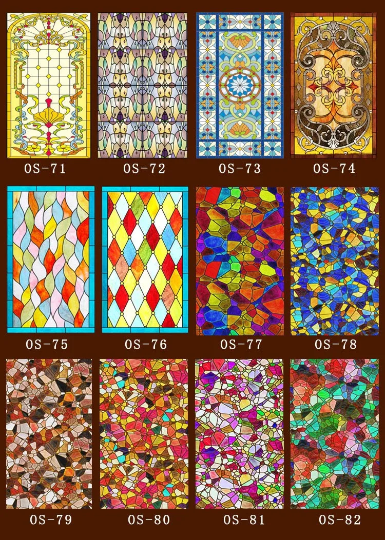 60 см * 100 см/шт. Пользовательские статические скрабы без клея прозрачные витражные