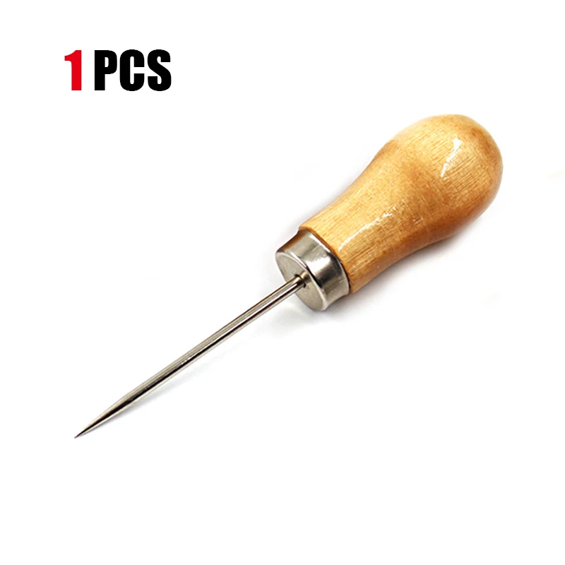 1pcs QJH DIY Швейные принадлежности парусиновая кожаная швейная обувь инструмент с деревянной ручкой шило ручная строчка конус кожевенное ремесло игла инструмент - Цвет: 1pcs