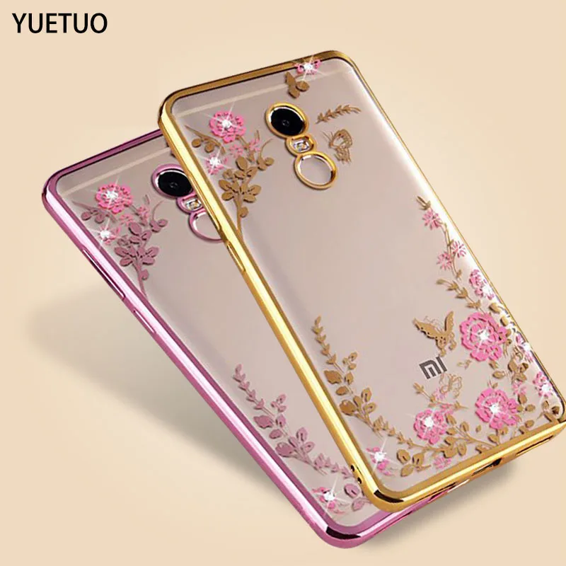 Yuetuo Оригинальный Роскошный мягкий золотой чехол из ТПУ для xiaomi redmi note 4 4x note4 note4x