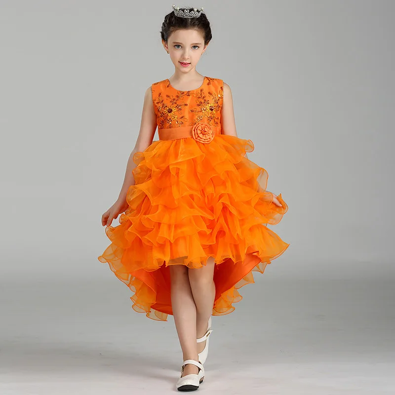 New Girls Cupcake Trailing Party Dresses With Sequins Princess For Artist Program Dress 6 Color Crianca Vestidos | Детская одежда и
