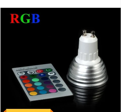 Светодиодная RGB лампа 3 Вт E27 gu10 16 цветов меняющая цвет точесветильник светильник