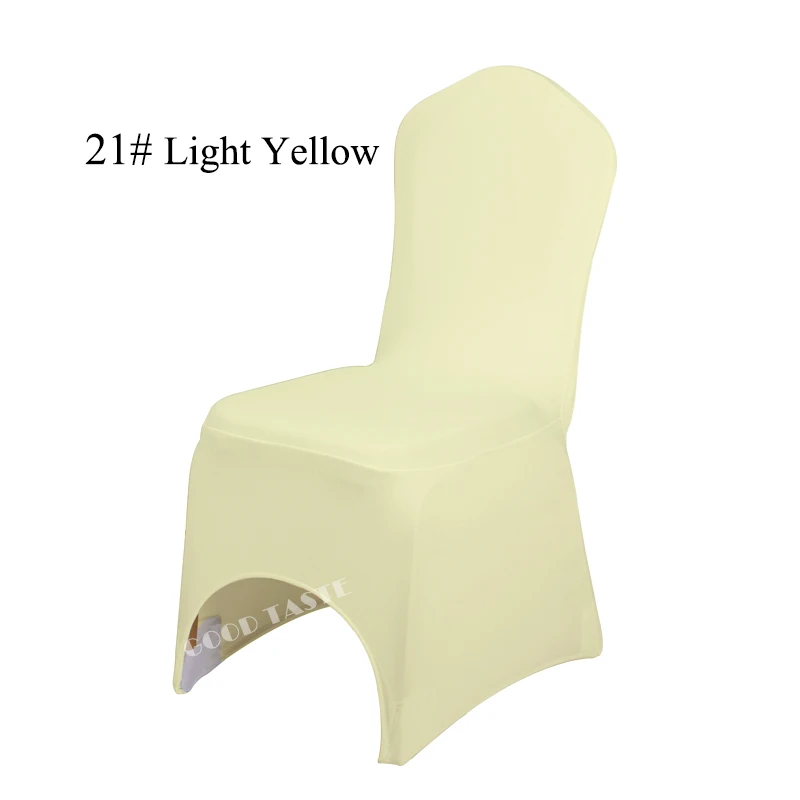 Light Yellow 100 шт./лот Свадебные безжелезные чехлы для стульев стрейч спандекс стула для свадебной вечеринки Чехлы для свадеб банкета гостиничного декора - Цвет: Light Yellow