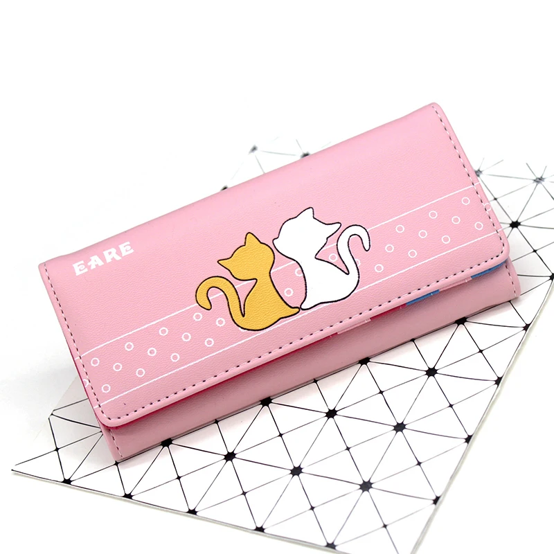 

BOTUSI Carton Cat Women Wallet Purse Female Long Wallets Coin Purses Card Holder Clutch Ladies Wallet Pu Carteras Thin Money Bag