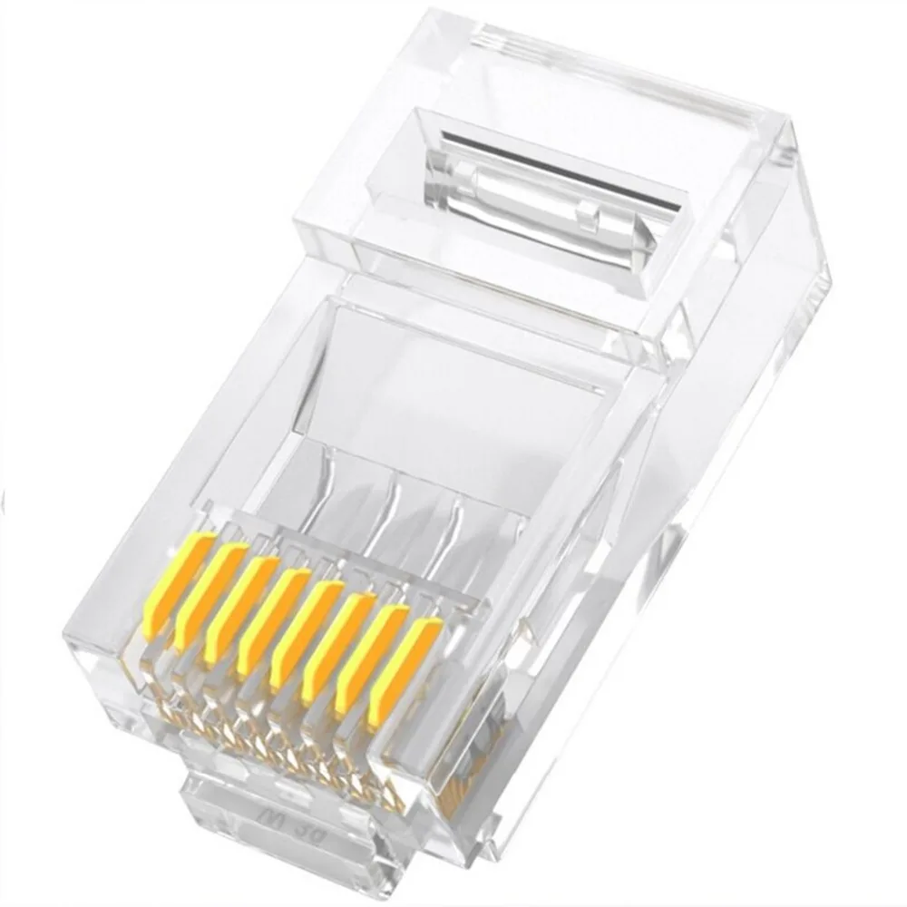 RJ45 сетевой разъем позолоченный Cat5 Cat5e 8P8C модульный обжимной кабель Ethernet