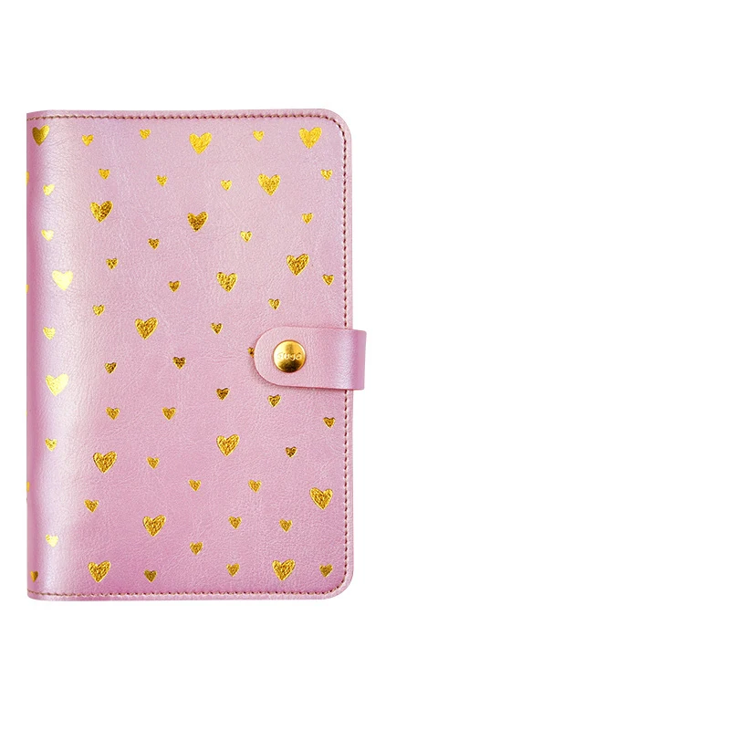 A Heart Pink Kawaii кожаный блокнот A5 A6, записная книжка, дневник, портативный дневник, блокнот в горошек, планировщик список дел органайзер, кадерно - Цвет: A Heart Pink