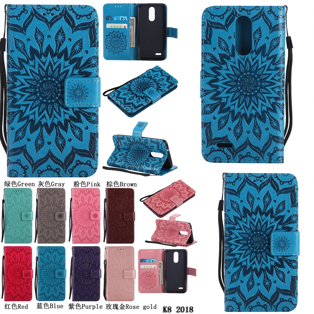 

KATU K8 2018 3D Embossing Sunflowers Wallet Case PU Leather stand Cover Skin Shell Pouch For LG K8 (2018) Fundas Coque