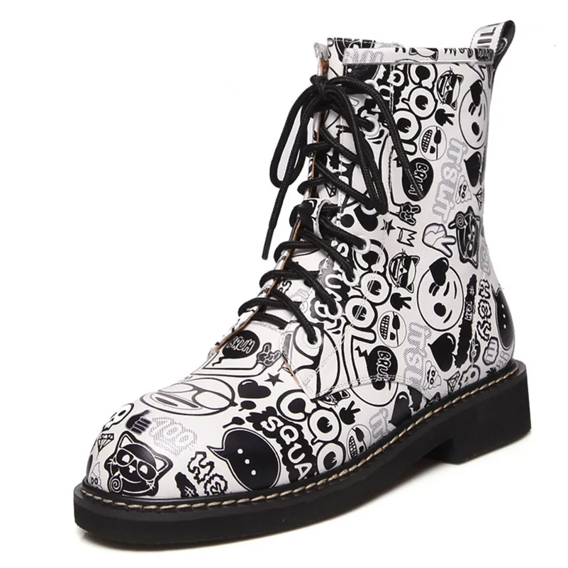 CONASCO Брендовая женская обувь на шнуровке Короткие Ботинки Martin толстом каблуке