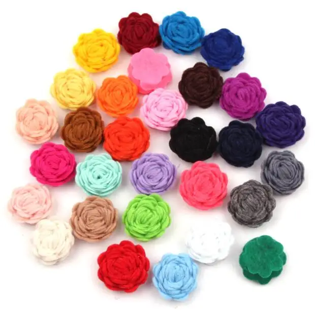 choose color 30 шт./лот, Новое поступление, шикарный " маленький фетровый цветок без зажимов, аксессуары для волос, для детей, заколка для волос для младенцев, самодельные повязки на голову - Цвет: choose color