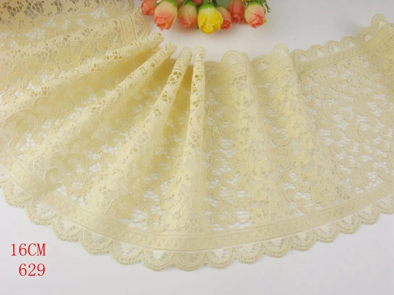 Light beige 629 1 ярд, тонкое эластичное/спандекс, цветочное, розовое/фиолетовое/красное/белое/Черное кружево, отделка «сделай сам»/Шитье/Свадебное кружево 03 - Цвет: Light beige 629