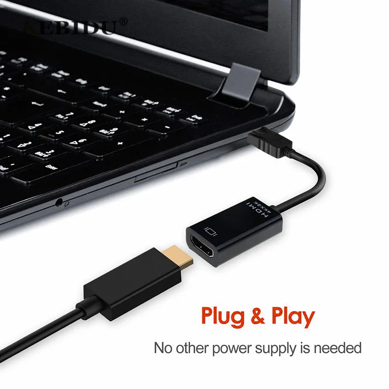 Адаптер Kebidu 4K Mini DP штырь гнездо совместимый с HDMI интерфейс Thunderbolt адаптер для