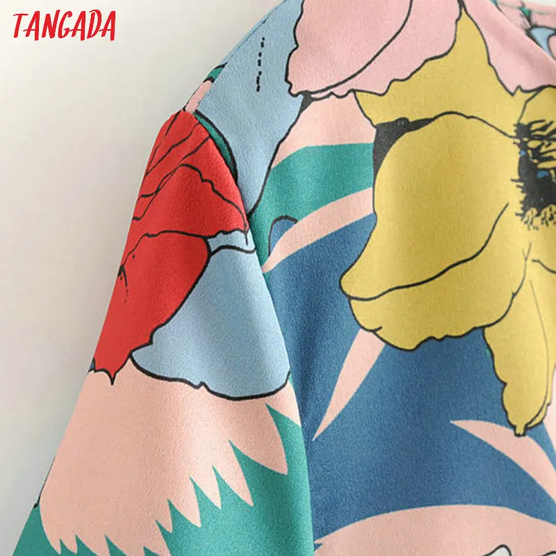 Tangada зеленое платье летнее платье платье с цветами цветочный принт платье с оборкой платье с воланами платье с коротким рукавом короткое платье платье мини AH25
