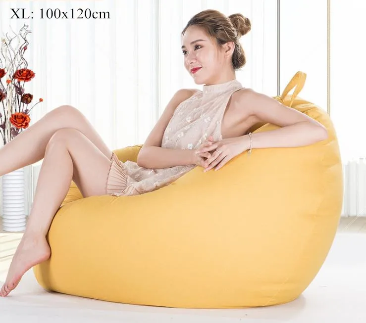Yellow XL Чехол для дивана, без наполнителя, для гостиной, спальни, дивана, кровати, ленивый, Повседневный, татами, Beanbag, чехол для дивана, пуховая ткань - Цвет: Yellow XL