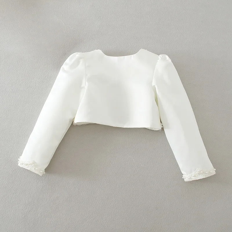 Новая модная женская куртка-болеро из бисера атласный болеро короткий кардиган