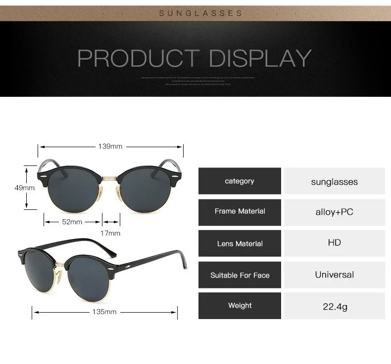 Hot Rays Sunglasses Women Popular Brand Designer Retro men Summer Style Sun Glasses Rivet Frame Colorful Coating Shades