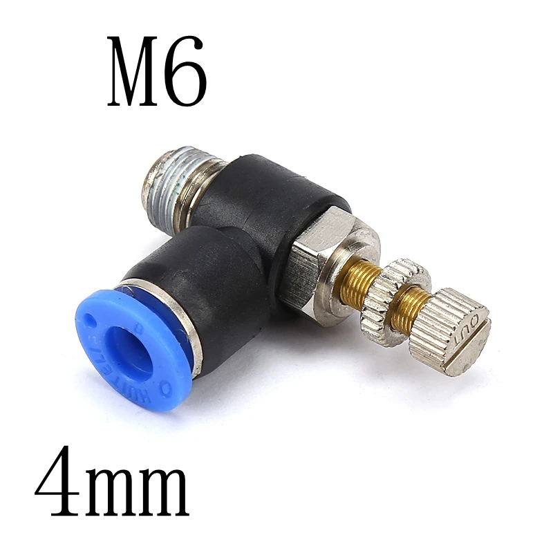 SL4-M6 4 мм 6 мм 8 мм 16 мм трубка для M5 M6 1/" BSP Мужская резьба воздуха Пневматический регулятор скорости потока газа воздушный поток ограничительный клапан фитинг трубы - Цвет: SL4-M6