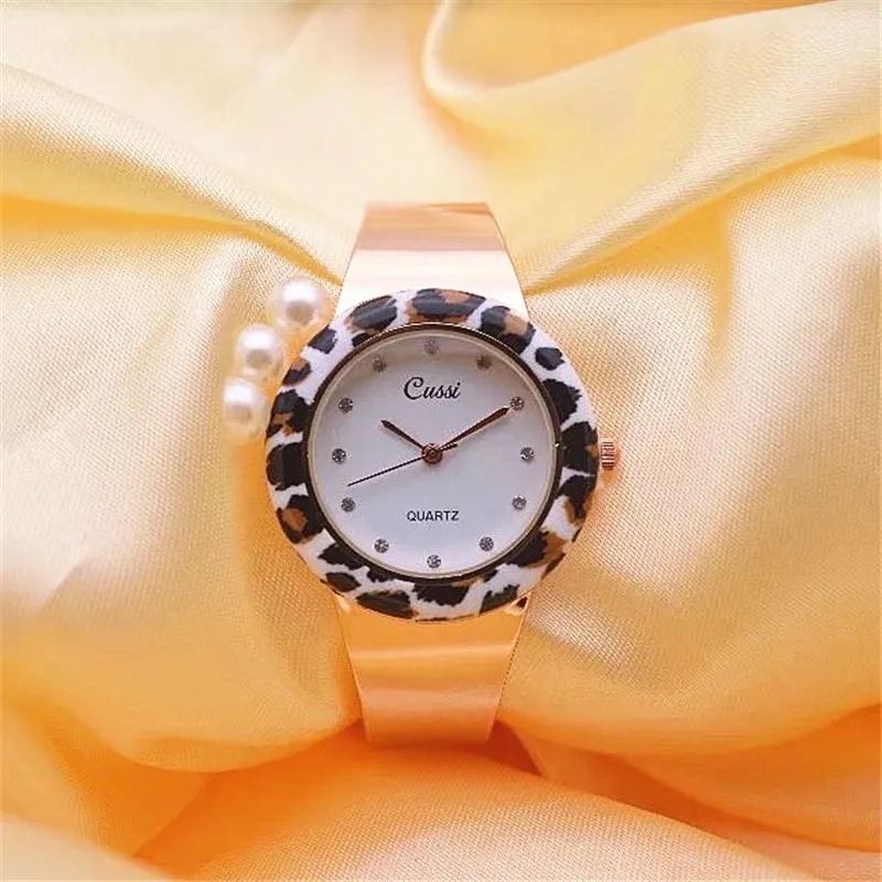 CUSSI 2018 Luxury Leopard Womens Bracelet Watches Quartz Wristwatches Ladies Dress relogio feminino reloj mujer Gold | Наручные часы