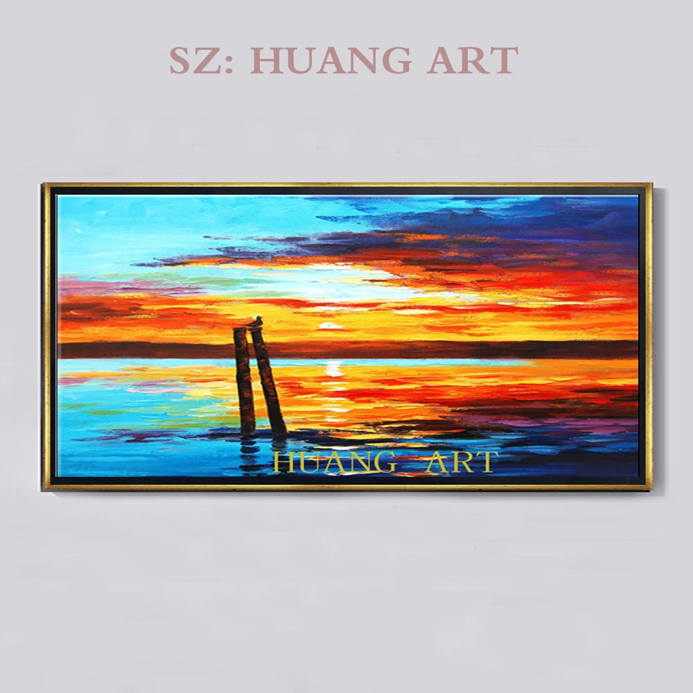 

hand-painted Seascape Oil Painting Hand Painted Sailing sceneC Decorate the lobby of the hotel family hall Large murals No Fr