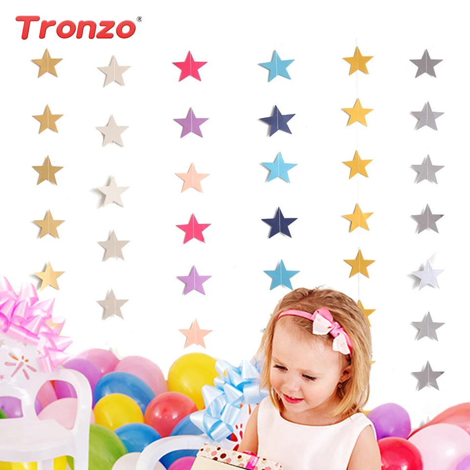 

Tronzo 4M Paper Garland Star Banners Birthday Party Decorations Kids Hanging Banner Baby Shower Boy Girl Favors Wedding Supplies