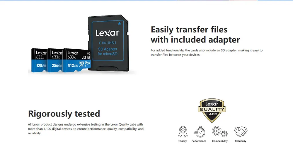 Lexar горячая Распродажа micro sd карта 633x UHS-I карты памяти высокая скорость/качество 512 ГБ Популярные micro sd карты для смартфонов/камера