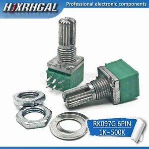 2 шт. RK097G 5K 10K 20K 50K 100K 500K B5K с переключателем аудио 6pin вал 15 мм усилитель уплотнительный потенциометр hjxrhgal