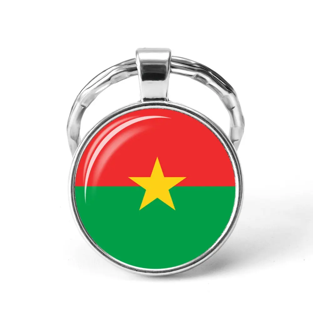 Burkina Faso Новейшие металлические наушники Футбол Мировой Кубок брелок Украина/Испания/Израиль/Соединенное Королевство Национальный флаг Стекло брелок с кабошоном - Цвет: Burkina Faso