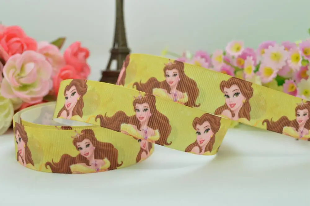 DUWES 7/8" 22mm Beauty Princess Printed grosgrain ribbon hair bow DIY handmade wholesale Customization OEM 50YD | Детская одежда и