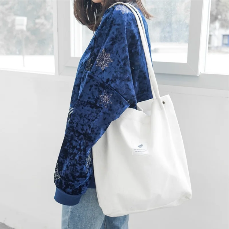 Повседневная Женская Вельветовая Сумочка простая Большая вместительная сумка