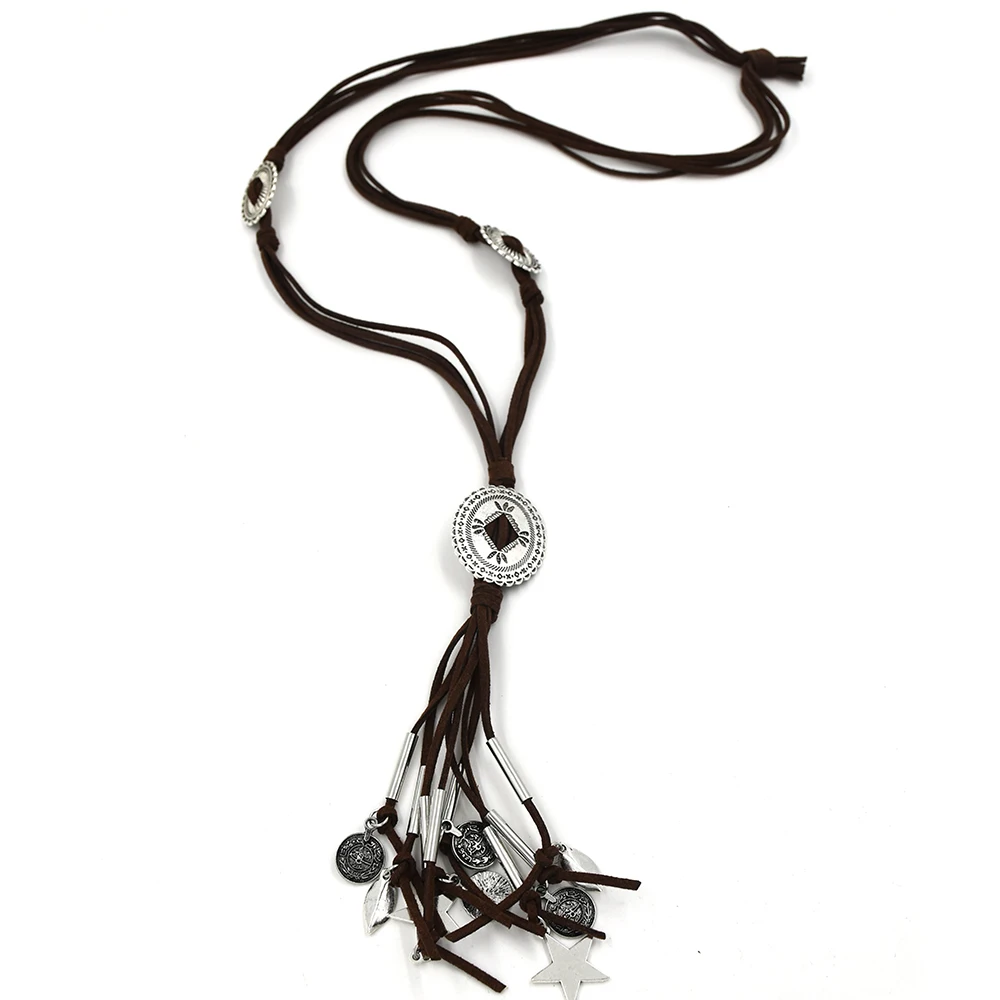 Новый кожаный шнур цепь кисточкой кулон ожерелье уникальный Богемия шик с