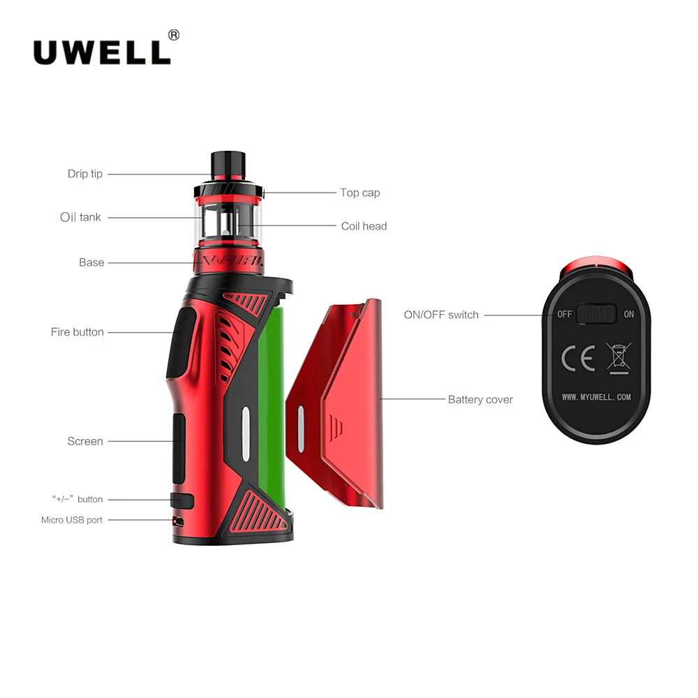Распродажа оригинальный Uwell Hypercar комплект Vape с 2 мл вихревой распылитель 18650