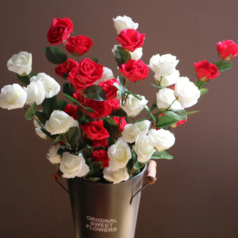 

6 PE Foam Artificial Rose Branches Home Decoration Wedding Road Lead Flower Arrangement Decoration