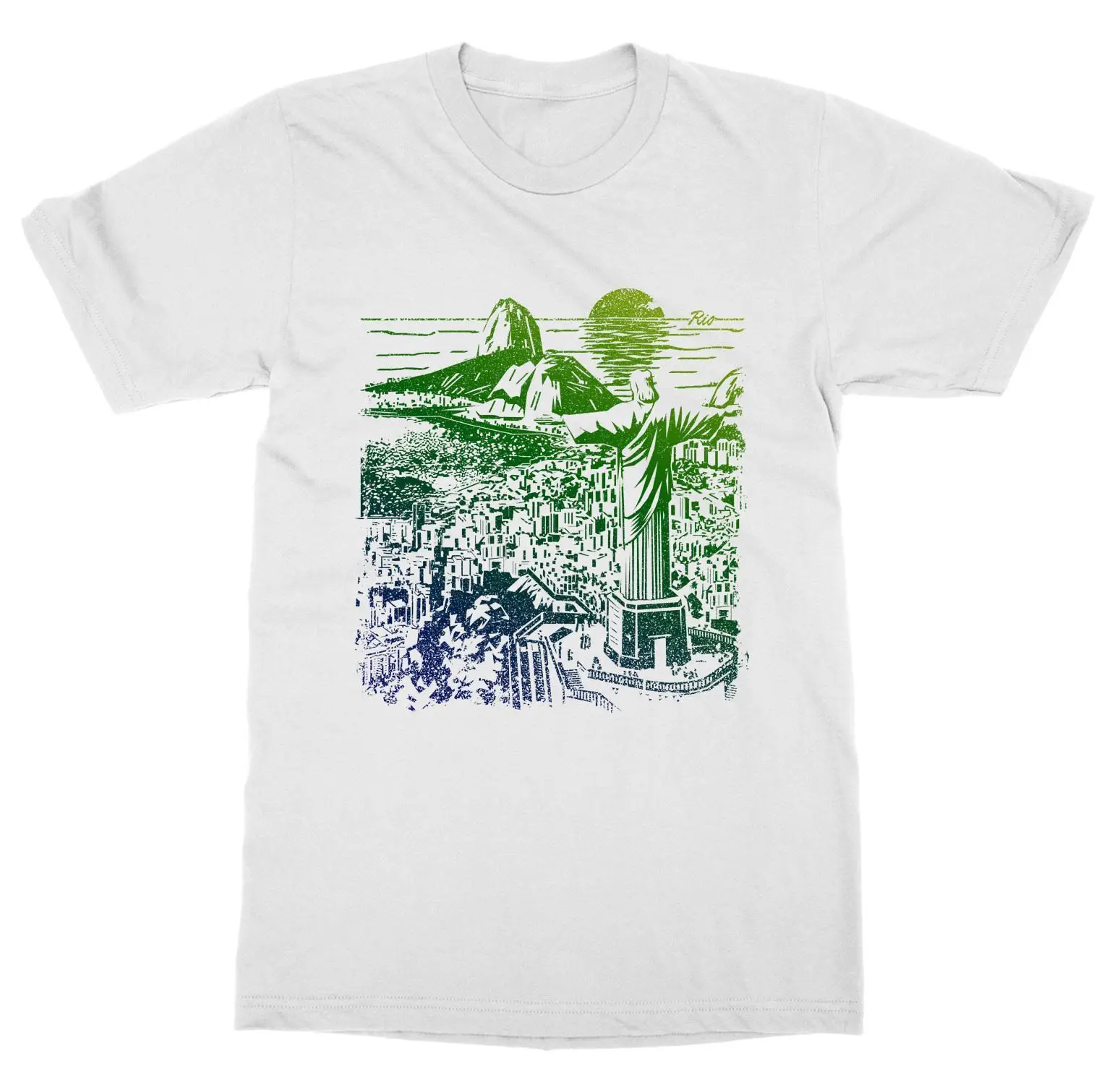 

Sleeve Rio De Janeiro Brazil Christ The Redeemer T-Shirt World City Passport Jesusfunny T Shirts for Men
