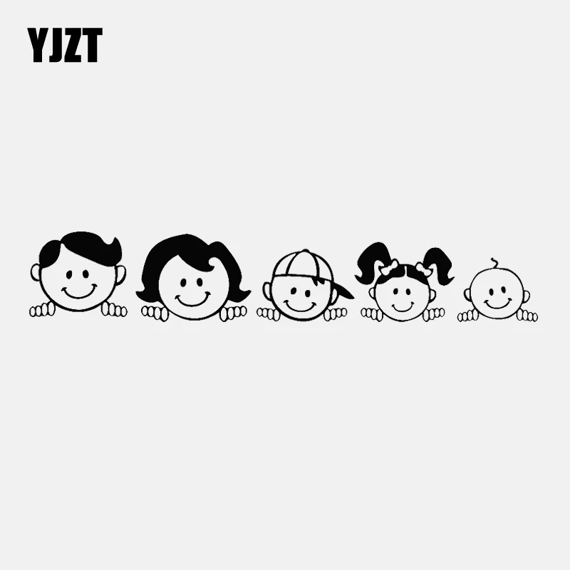 YJZT 19 8 см * 3 5 улыбка Семья забавная наклейка для автомобилей виниловые наклейки в